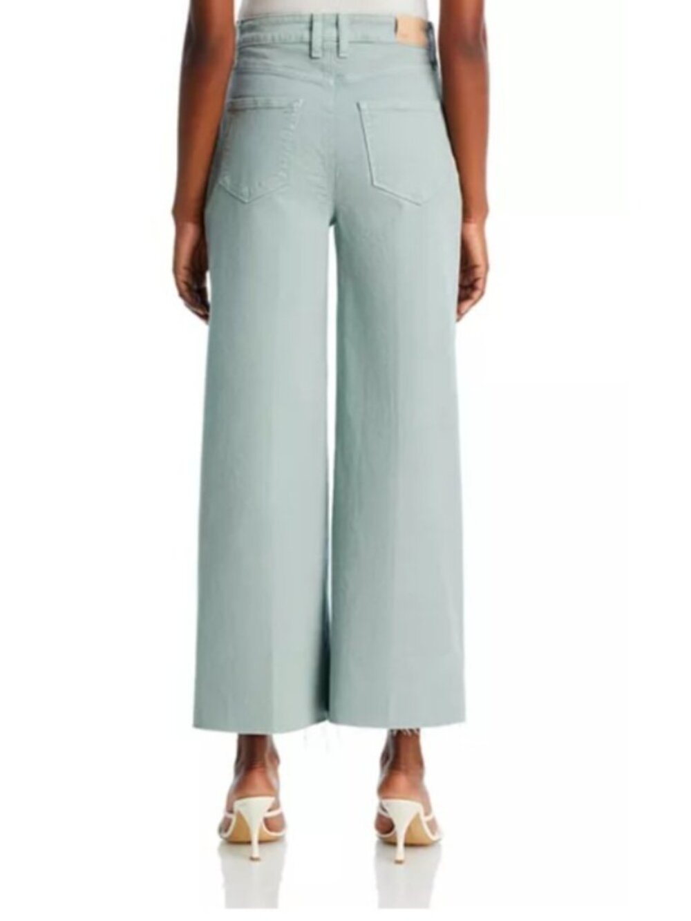 PAIGE Harper Wide Leg Jeans 29 High Rise Ankle Green Cropped Denim Women - Picture 2 of 9